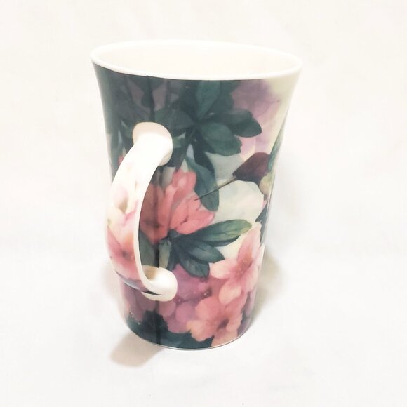 Hummingbird Azalea Flowers Burton & Burton Coffee Mug 13 oz Cup Pink Green White - Picture 4 of 8